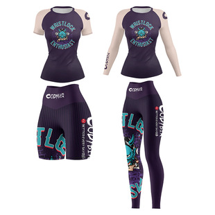 鬼面巴西柔术女士健身衣综合格斗训练紧身衣速干衣防磨衣长袖套装