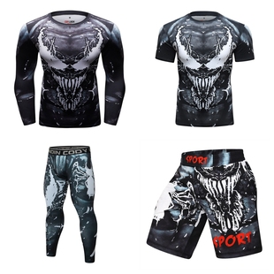 毒液格斗服套装紧身短袖柔术防磨衣健身衣长袖紧身衣防磨长裤短裤