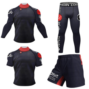 防滑综合格斗新款男紧身短袖长袖格斗训练衣健身服巴西柔术防磨衣