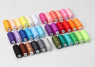 多色缝纫线小卷套装 彩色线缝纫线402缝衣服线缝纫机用2股细线