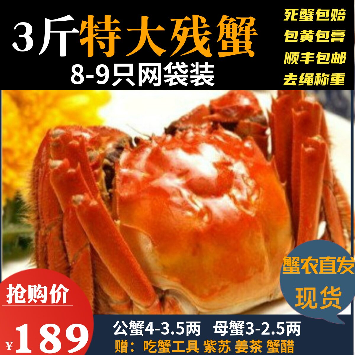 自家养殖固城湖大闸蟹鲜活螃蟹断脚蟹残蟹公4-3.5两母3-2.5两现货高性价比高么？