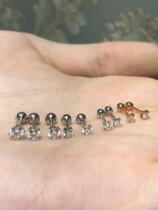 18K real gold real diamond 2:3:5:10:15:20 diamond ear nail ear bone female screw Earrings