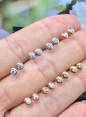 18k钻石泡泡螺丝拧耳钉