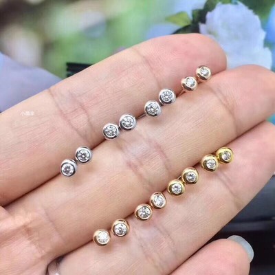 18k钻石泡泡螺丝拧耳钉