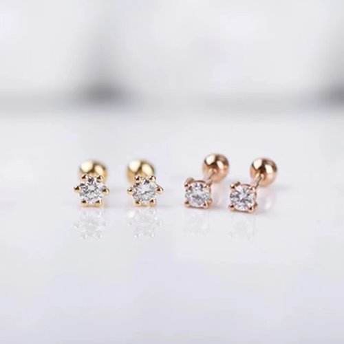 真钻耳钉18K金螺丝耳骨钉