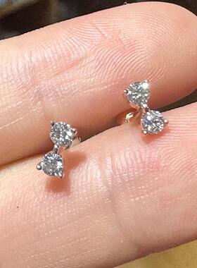 18K金钻石蝴蝶结耳饰简约百搭拧螺丝彩金耳骨钉耳饰 多耳洞小耳钉