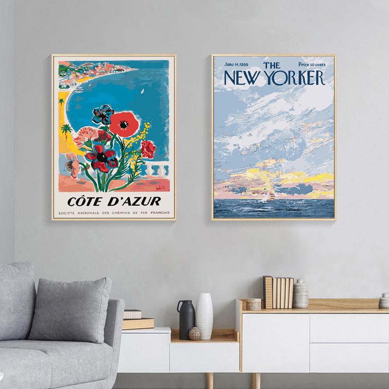 diy数字油画手绘纽约客海报风景