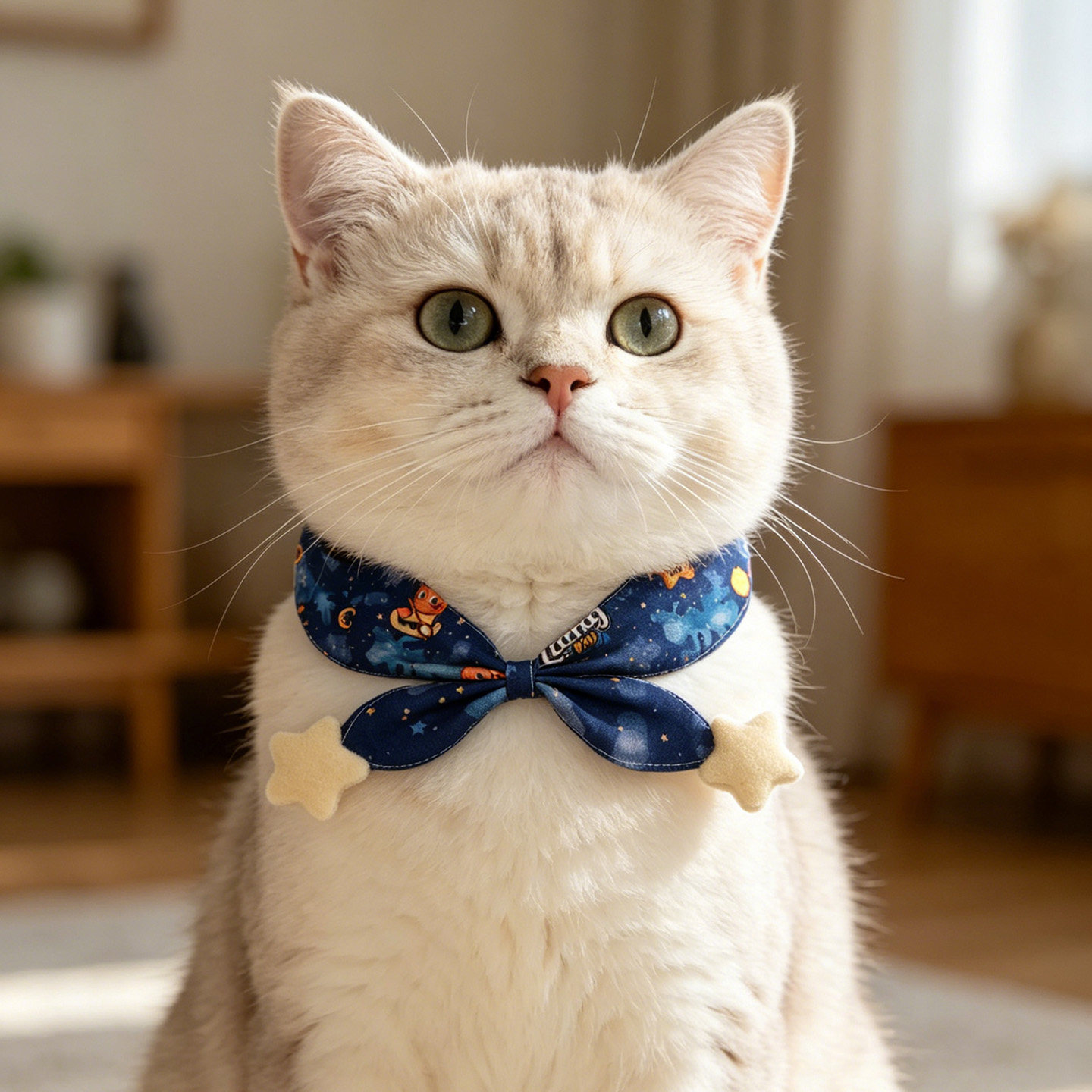 猫狗可调节星星人蝴蝶结口水巾