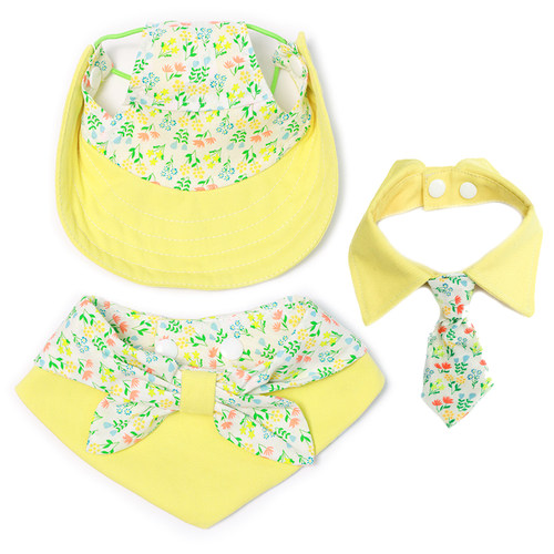 碎花宠物帽子围巾可爱卡通领带