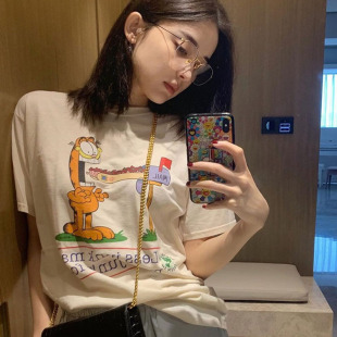 2026夏季归还世界给你沈忆恩古力娜扎明星同款bf卡通猫短袖T恤女