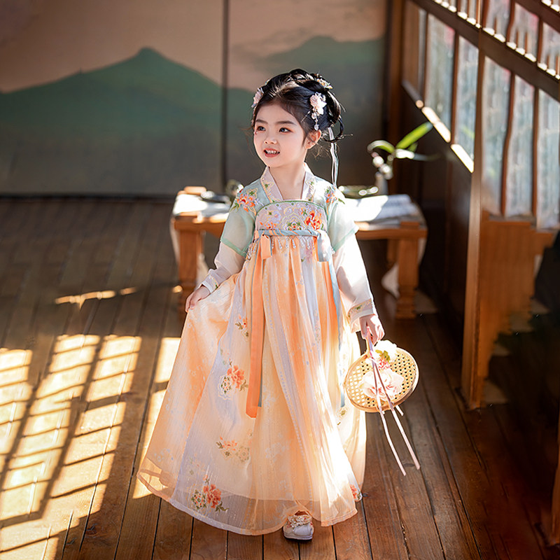 汉服女童褥裙唐风古装服装女孩明制连衣裙中国风2024夏季女童装新
