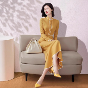 女装 新款 气质显瘦收腰连衣裙女 穿搭连衣裙2024秋季 8515旗袍新中式