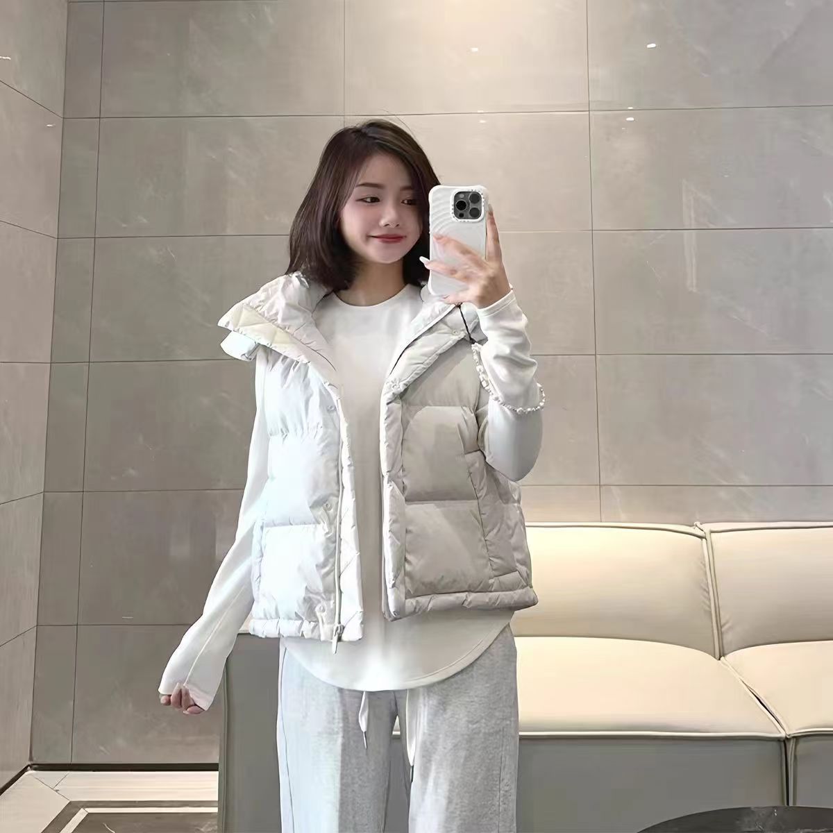 lulu fend同款Wunder Puff四格羽绒服马甲泡芙连帽短款外套女露露