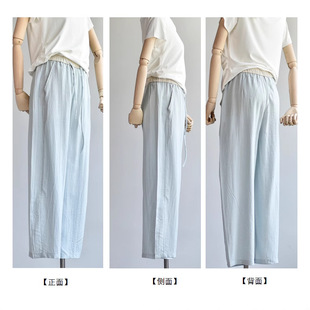 25夏天丝亚麻女大码 宽松显瘦九分休闲阔腿裤 子 天丝亚麻九分裤