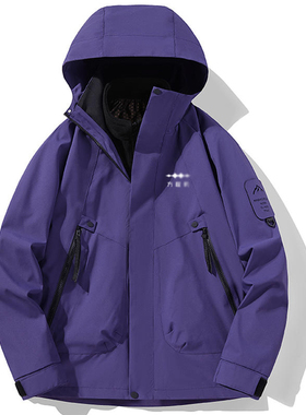 方程豹4S店紫色加厚冲锋衣工作服定制LOGO汽车销售工装可拆卸外套