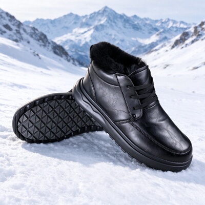 冬季保暖高帮羊毛鞋雪地棉鞋男真皮加绒加厚雪地靴皮毛一体鞋男鞋
