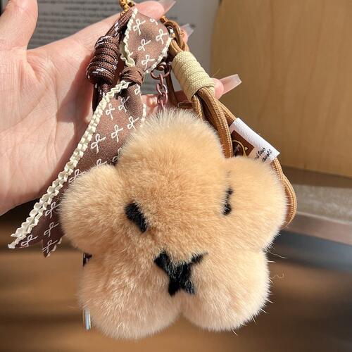 可爱真雷克斯兔毛星星卡皮巴拉汽车钥匙扣挂件毛绒公仔玩偶包包挂