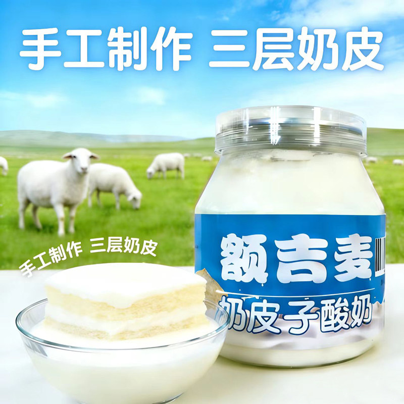 内蒙古手工三层奶皮子酸奶 老酸奶草原美食鲜奶美味 500g/罐,咖啡/麦片/冲饮,低温酸奶,淘宝优惠券,粉丝福利购,淘宝优惠卷