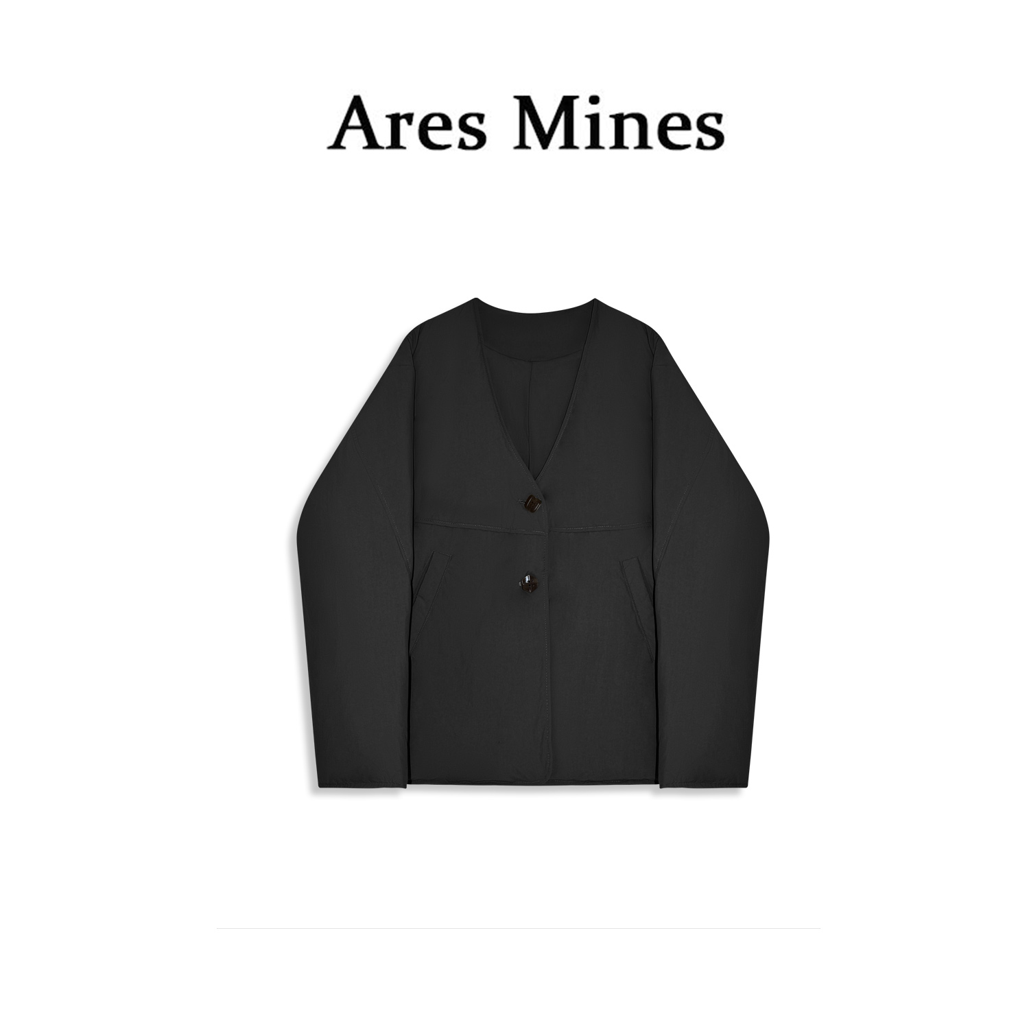 【盛朗熙Ares Mines】日系复古 保暖宽松廓形无领廓形外套