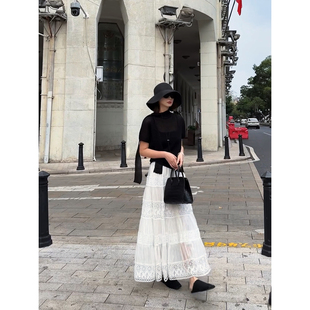 【盛朗熙AresMines】杏雨墨竹 竖坑条压褶后飘带修身针织小衫上衣