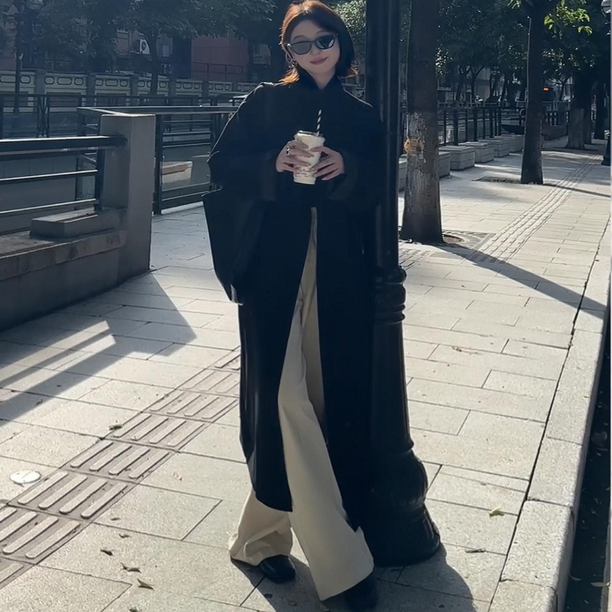 【盛朗熙Ares Mines】极简主义 一粒扣长款宽松廓形外套风衣