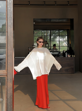 【盛朗熙Ares Mines】素彩萦裳​ 满分麻感松紧高腰A字鱼尾半身裙