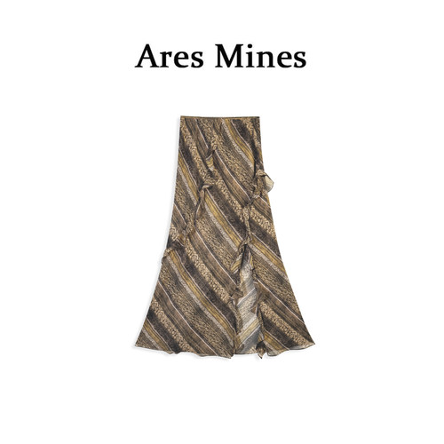 【盛朗熙Ares Mines】古堡蔷薇 静奢花卉纹样木耳边A字鱼尾半身裙