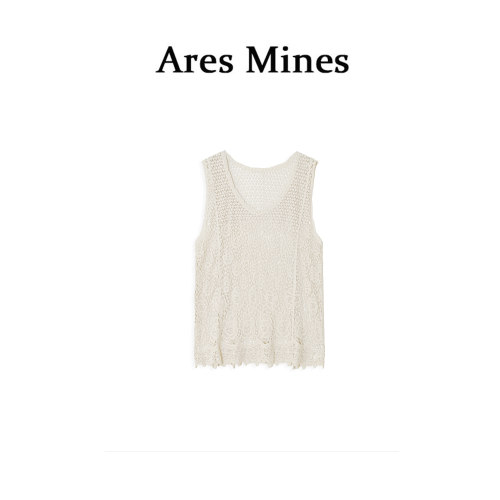 【盛朗熙Ares Mines】素缕懒调 松弛感钩花镂空宽松无袖针织背心