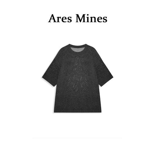 【盛朗熙Ares Mines】薄暮纱影 慵懒随性麻感镂空宽松圆领短袖T恤