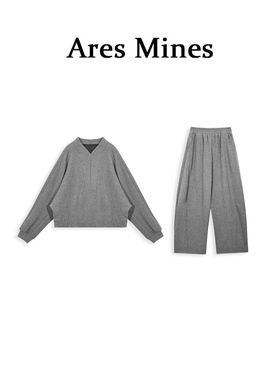 【盛朗熙AresMines】尽情自我 慵懒风落肩袖卫衣高腰阔腿裤两件套