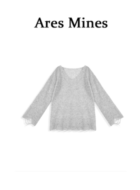 【盛朗熙Ares Mines】柔软浪花 清透镂空感宽松V领长袖针织毛衣