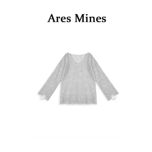 柔软浪花 盛朗熙Ares Mines 针织毛衣 清透镂空感宽松V领长袖