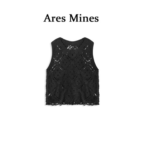 【盛朗熙AresMines】镂影流光 法式清透镂空勾花设计无袖针织背心