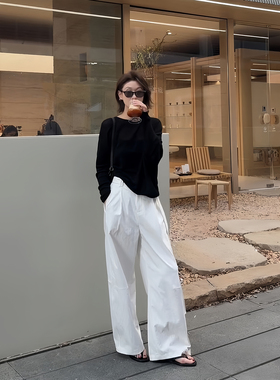 【盛朗熙AresMines】清荷摇曳 春夏不规则设计一字领莱赛尔针织衫