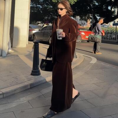 【盛朗熙Ares Mines】设计师款 绒面廓形感反绒套装