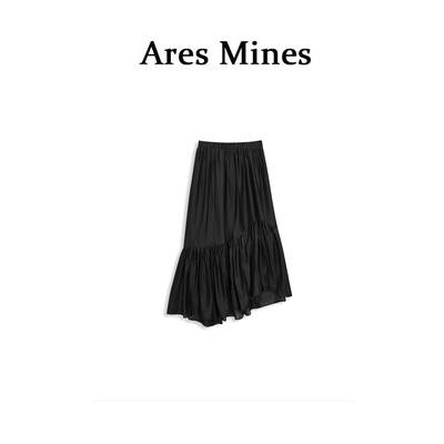 【盛朗熙Ares Mines】自在风雅 设计感不规则拼接荷叶边A字半身裙
