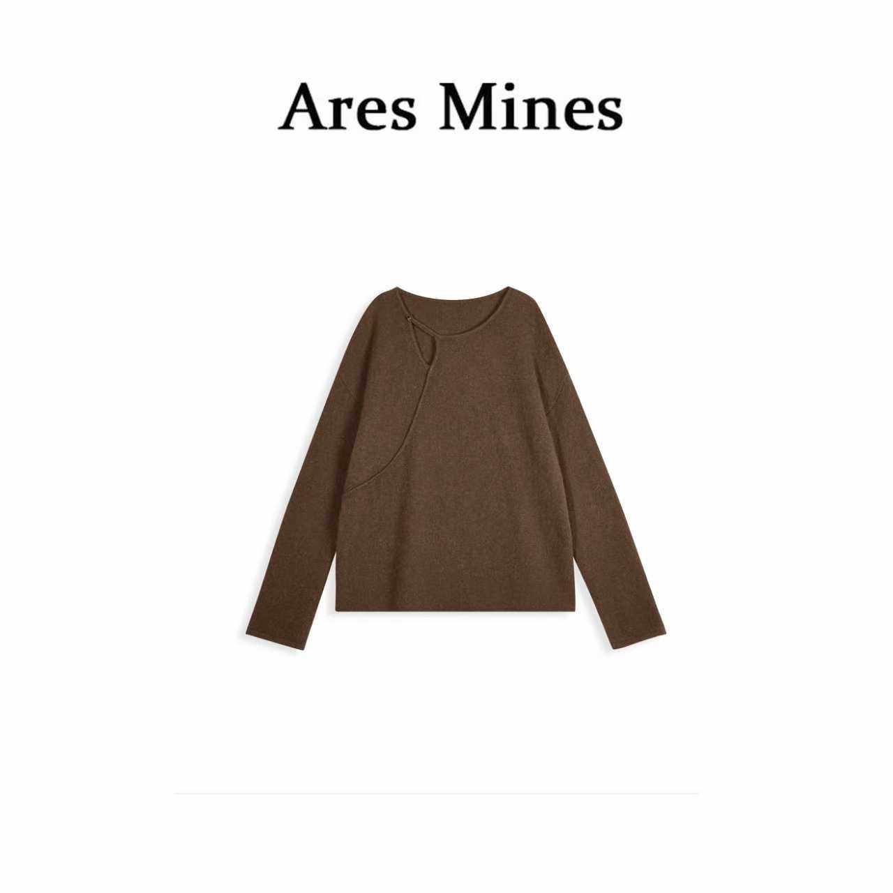 【盛朗熙AresMines】休闲美学 慵懒风设计感宽松圆领秋冬针织毛衣