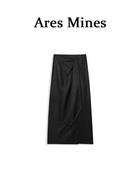 【盛朗熙Ares Mines】仲夏晚风 韩系氛围感捏褶飘带开叉A字半裙