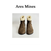 厚底羊羔毛牛皮反绒高帮雪地靴棉靴 冰上舞 盛朗熙Ares Mines