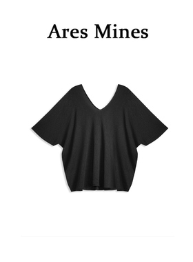 【盛朗熙Ares Mines】仲夏晚风 慵懒风落肩袖V领宽松针织短袖罩衫