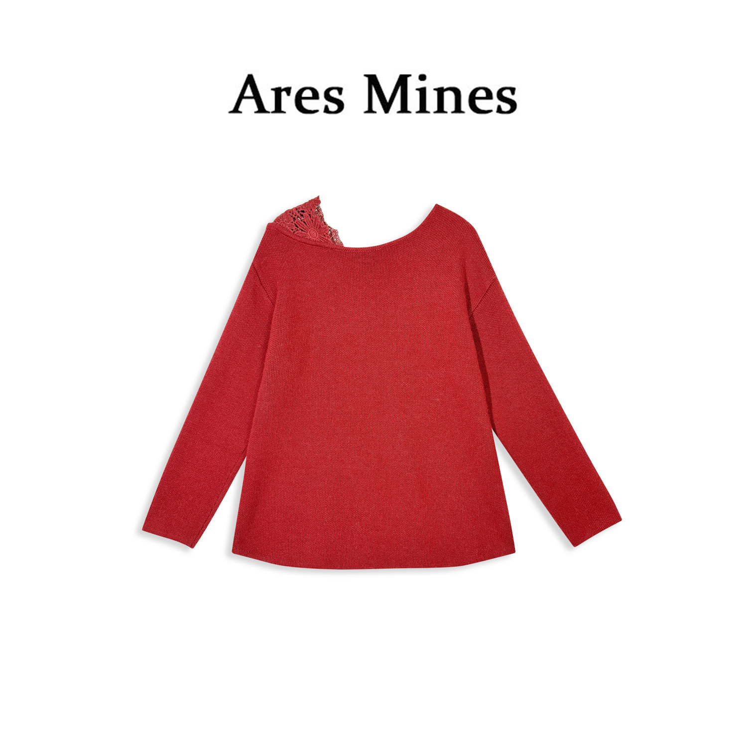 【盛朗熙Ares Mines】悄然心动 单边钩花设计圆领宽松针织毛衣女,女装/女士精品,毛针织衫,淘宝优惠券,粉丝福利购,淘宝优惠卷