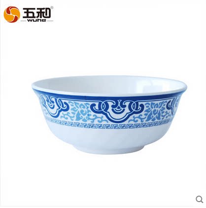 五和5A料密胺餐具青花6寸斜纹碗316仿瓷碗 喝汤碗面碗餐厅碗耐摔 - 封面