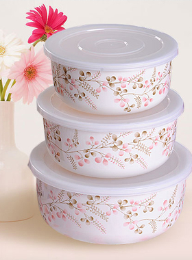 五和韩式带盖圆碗纯密胺餐具便当盒方形碗保鲜盒学校打饭中号泡面