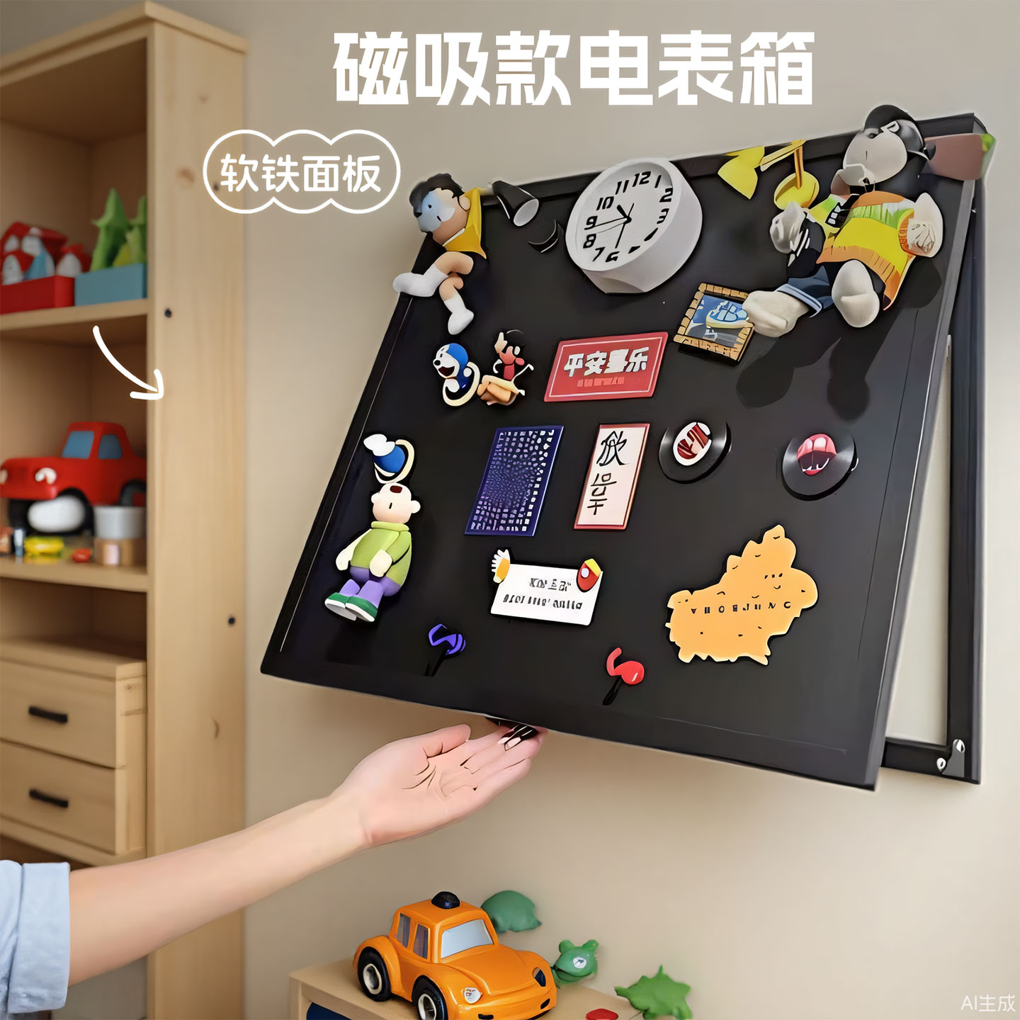 新款磁吸电表箱遮丑神器配电箱装饰画弱电箱遮挡挂画冰箱贴展示板图片