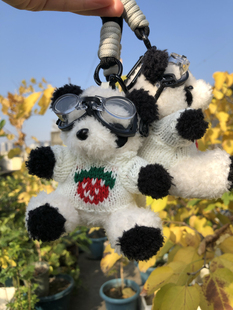 张杰同款原创可爱小熊猫飞行员毛绒公仔玩偶书包包挂件车钥匙扣女