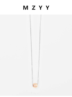 拼色小球锁骨项链COS风格