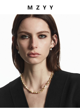 法式复古珍珠金属小球锁骨项链