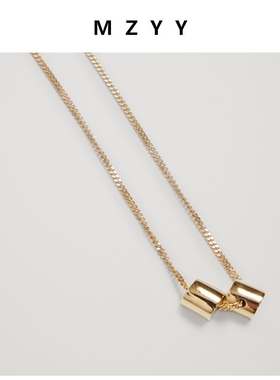 mzyy金色小圆柱cos项链