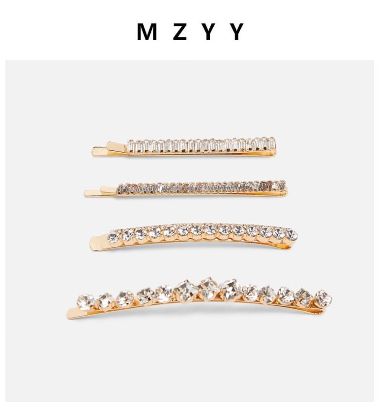 ZARA   4个装透明钻石一字夹发夹