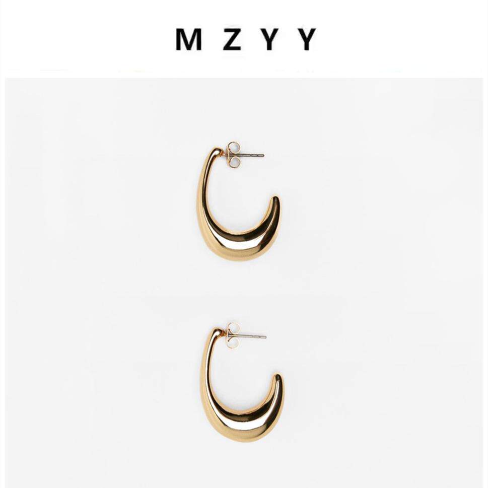 MZYY 金色几何椭圆圆圈几何耳环